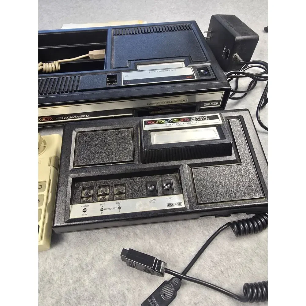 Colecovision Video Game Console With Expansion Module 6 Joysticks 8 Games Tested